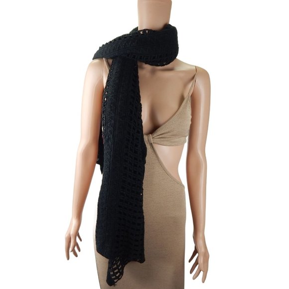 Women's Shawl Black  Multi Way Wear Knit Sweater One Size - Picture 7 of 10